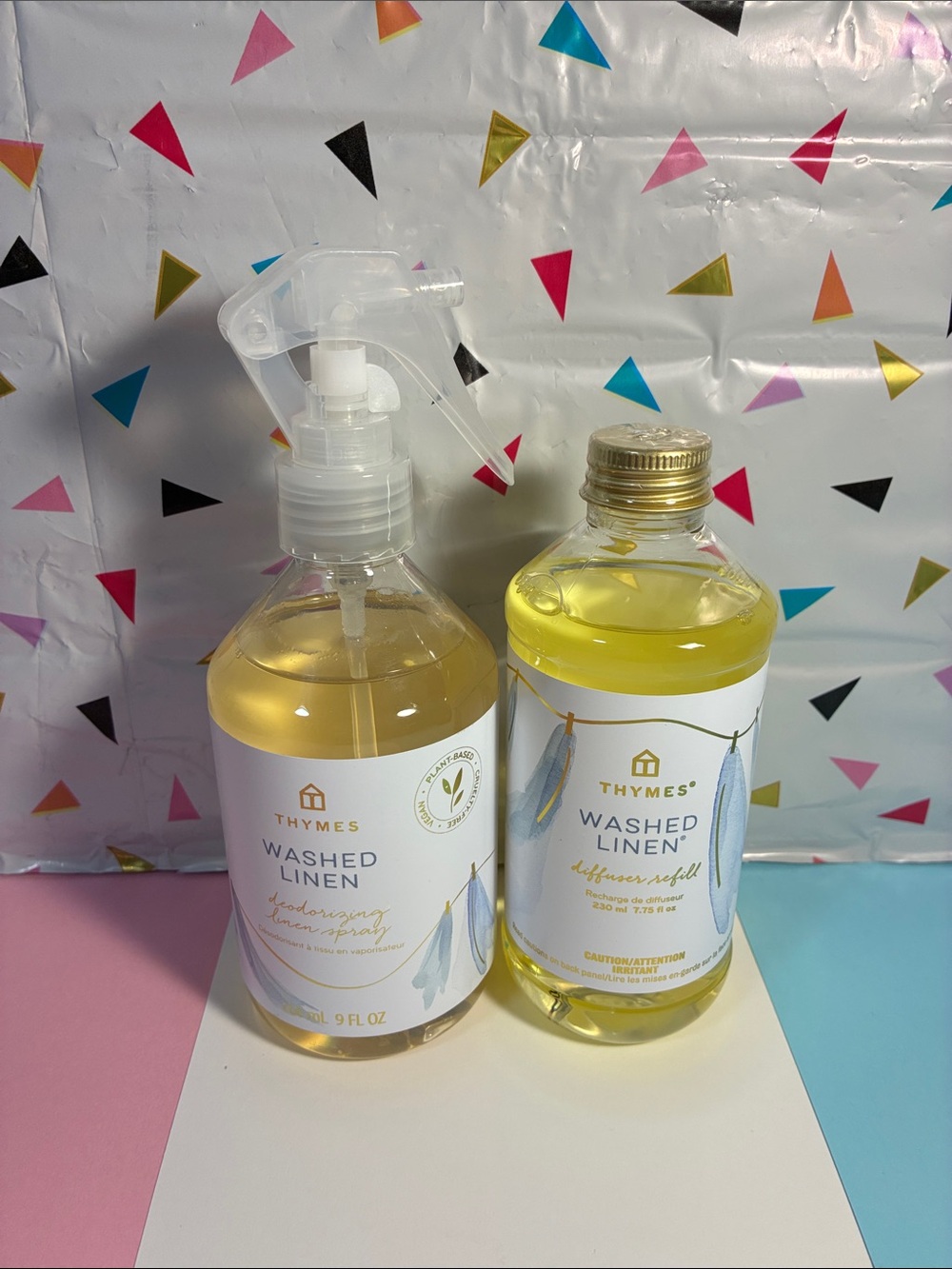 Washed Linen Set - Includes Thymes Reed Diffuser Oil and Deodorizing spray